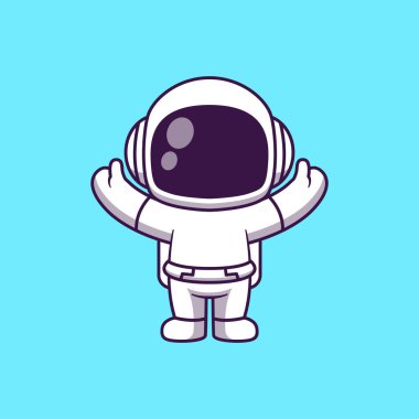 Şirin astronot çizgi film vektör ikonu çizimi