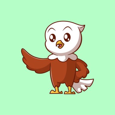 Sevimli kartal karikatür çizimi. Simge konseptini çalış. Düz çizgi film biçimi