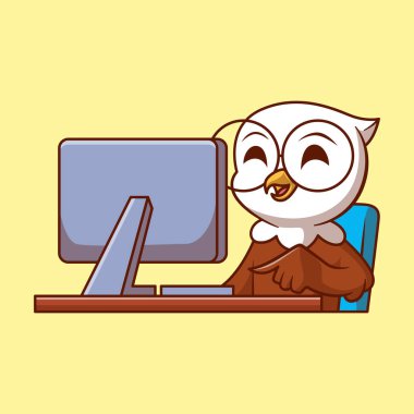 Bilgisayar Çizgi Filmi İllüstrasyonlu Sevimli Kartal. Simge konseptini çalış. Düz çizgi film biçimi