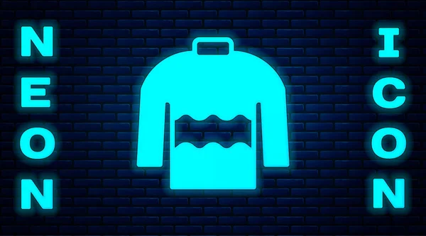 Świecący Neon Sweter Ikona Izolowane Tle Cegły Ściany Ikona Pulowera — Wektor stockowy