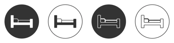 Black Bed Symbol Isoliert Auf Weißem Hintergrund Kreis Taste Vektor — Stockvektor