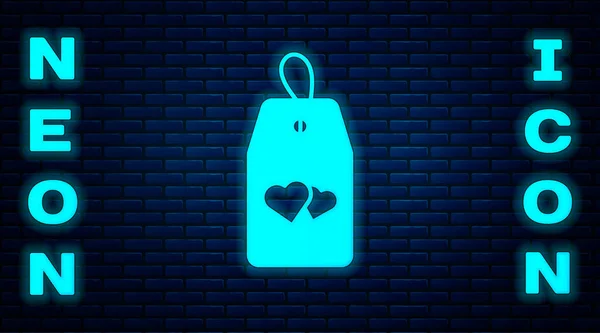 Glödande Neon Stör Inte Med Hjärtat Ikonen Isolerad Tegel Vägg — Stock vektor