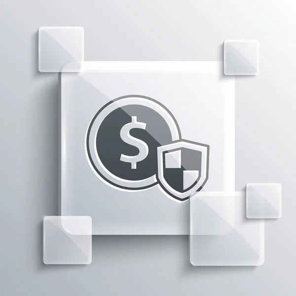 Graues Geld Mit Schildsymbol Auf Grauem Hintergrund Versicherungskonzept Sicherheit Sicherheit — Stockvektor