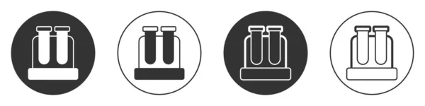 Μαύρο Δοκιμαστικό Σωλήνα Και Εικονίδιο Εργαστηριακής Χημικής Δοκιμής Φιάλης Που — Διανυσματικό Αρχείο