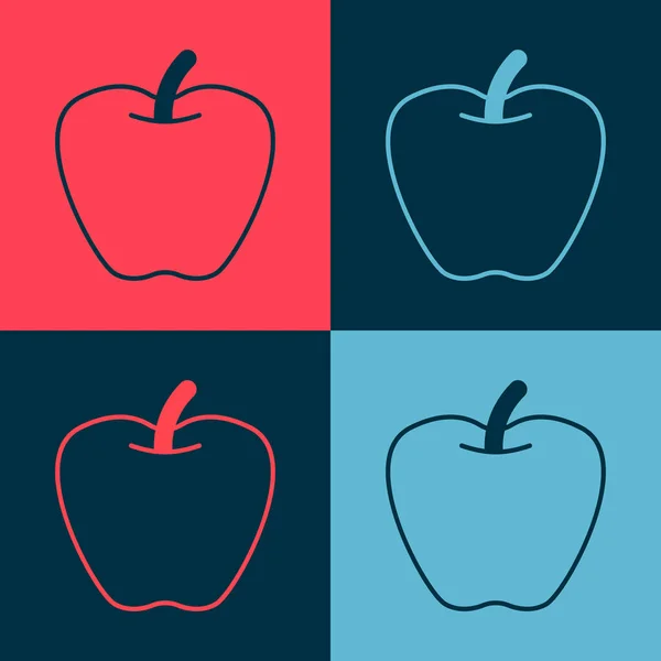 Pop Art Apple Symbol Isoliert Auf Farbigem Hintergrund Übergewicht Gesunde — Stockvektor