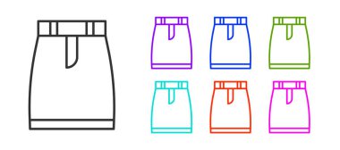 Siyah çizgi etek simgesi beyaz arkaplanda izole edildi. Simgeleri renklendirin. Vektör.