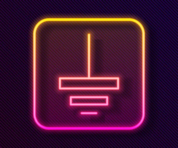 Leuchtende Neon Linie Elektrisches Symbol Boden Symbol Isoliert Auf Schwarzem — Stockvektor