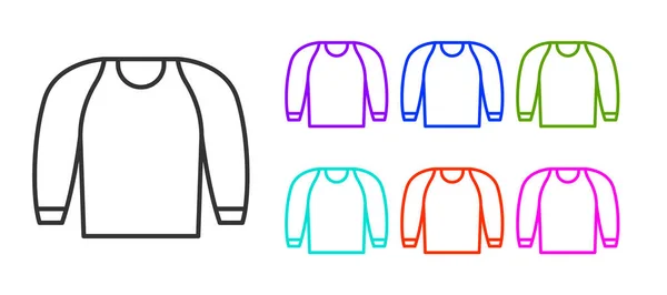 Black Line Sweater Icon Isolated White Background Pullover Icon Sweatshirt — Vetor de Stock