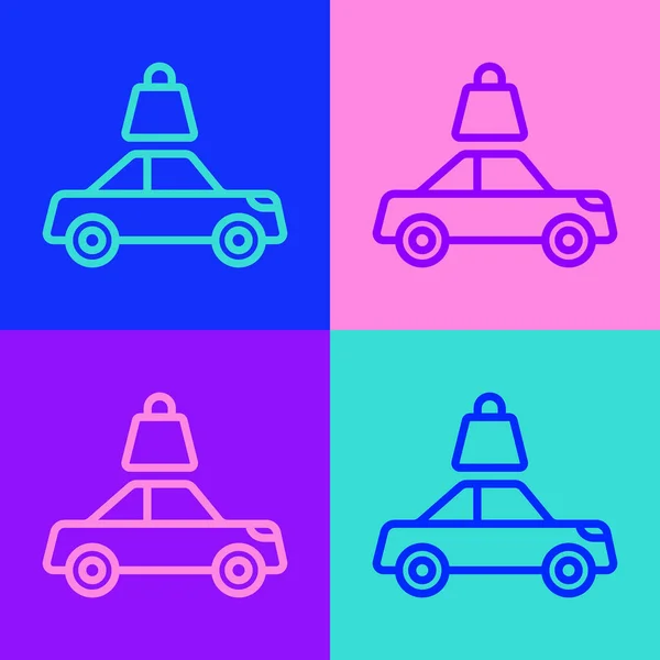 Pop Art Line Car Insurance Icon Isolated Color Background Insurance — Stock Vector