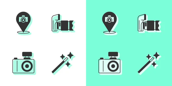 Set Photo Retouching Camera Icon Vector — Stock Vector
