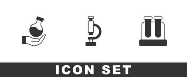 Set Test Tube Microscope Icon Vector — Stock Vector
