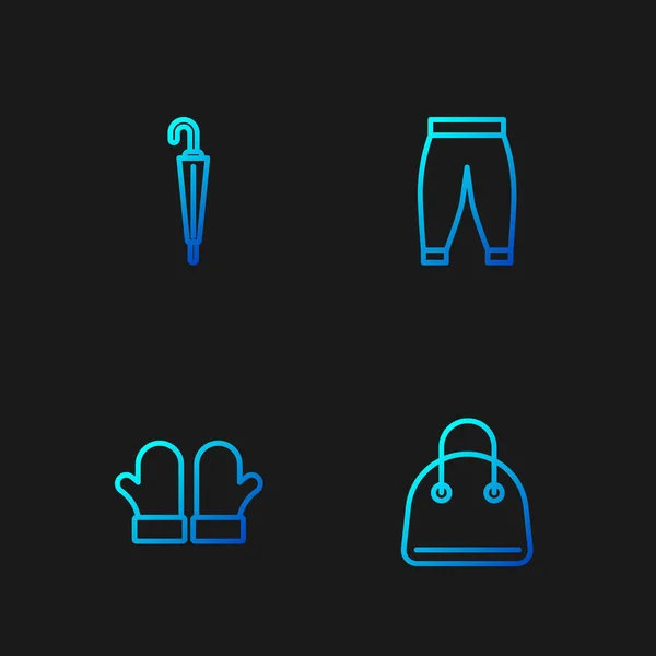 Set Line Handbag Christmas Mittens Umbrella Pants Gradient Color Icons — Stock Vector