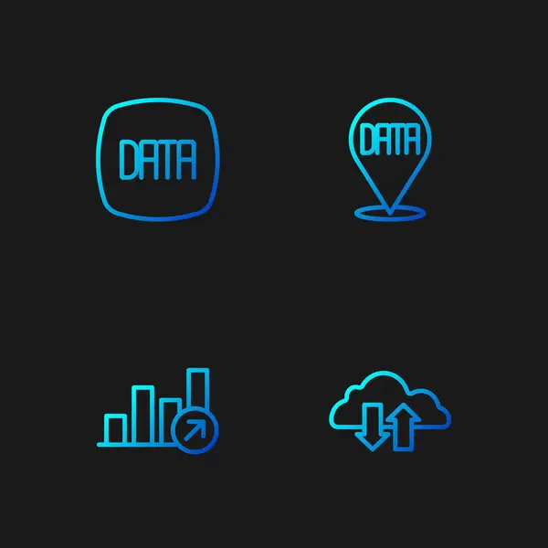 stock vector Set line Cloud download and upload Financial growth Data analysis and . Gradient color icons. Vector.