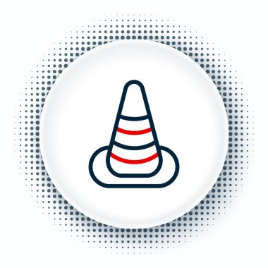 Beyaz arkaplanda çizgi trafik konisi simgesi izole edildi. Renkli taslak konsepti. Vektör.