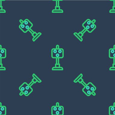 Line Train trafik ışığı simgesi mavi arka planda izole edilmiş. Trenlerin hareketlerini düzenlemek için demiryolu için trafik ışıkları. Vektör.