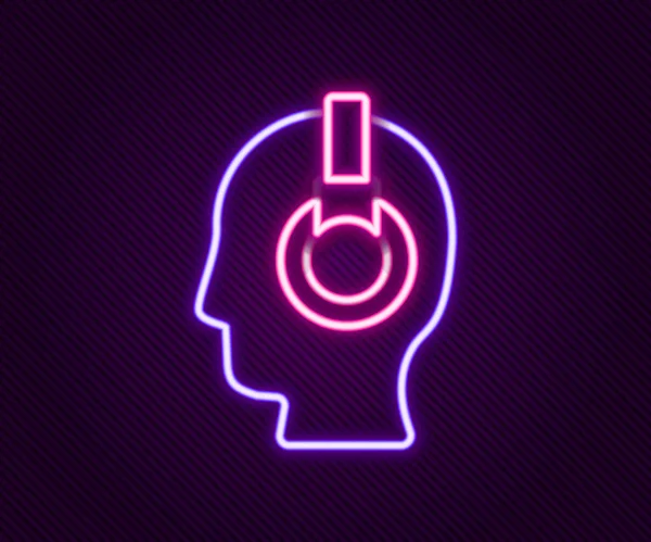 Gloeiende Neon Lijn Man Met Een Headset Icoon Geïsoleerd Zwarte — Stockvector
