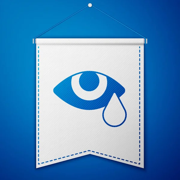Μπλε Δάκρυ Εικόνα Κραυγή Μάτι Απομονώνονται Μπλε Φόντο Λευκό Υπόδειγμα — Διανυσματικό Αρχείο