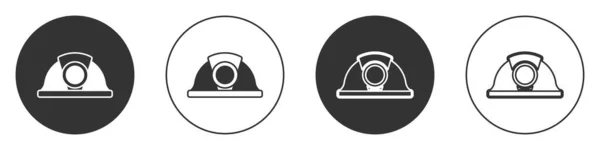 Black Miner Helm Symbol Isoliert Auf Weißem Hintergrund Kreis Taste — Stockvektor