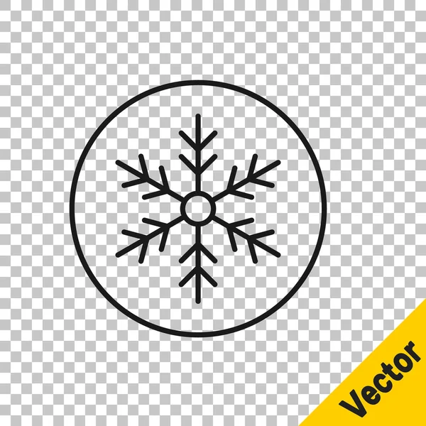 Черная Линия Снежинка Значок Изолирован Прозрачном Фоне Рождеством Новым Годом — стоковый вектор