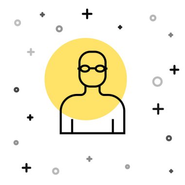 Siyah çizgi yüzücü ikonu beyaz arka planda izole edilmiş. Rastgele dinamik şekiller. Vektör.