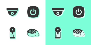 Su sensörü, hareket, akıllı kahve makinesi ve ev ikonu ayarla. Vektör.