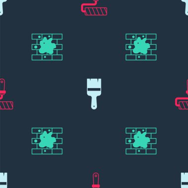 Boya fırçasını ayarlayın ve evi kusursuz bir şekilde boyayın. Vektör.