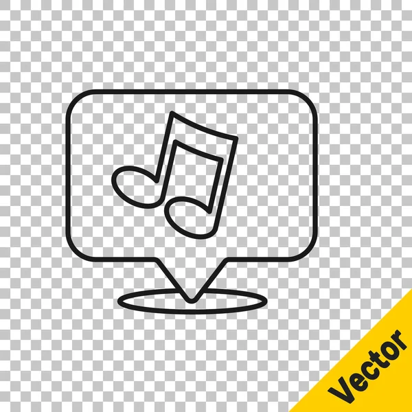 Черная Строка Музыкальная Заметка Значок Тона Выделен Прозрачном Фоне Вектор — стоковый вектор