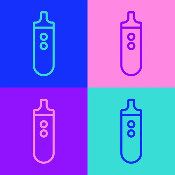 Pop Art Line Elektroniczna Ikona Papierosa Odizolowana Tle Koloru Palenie — Wektor stockowy