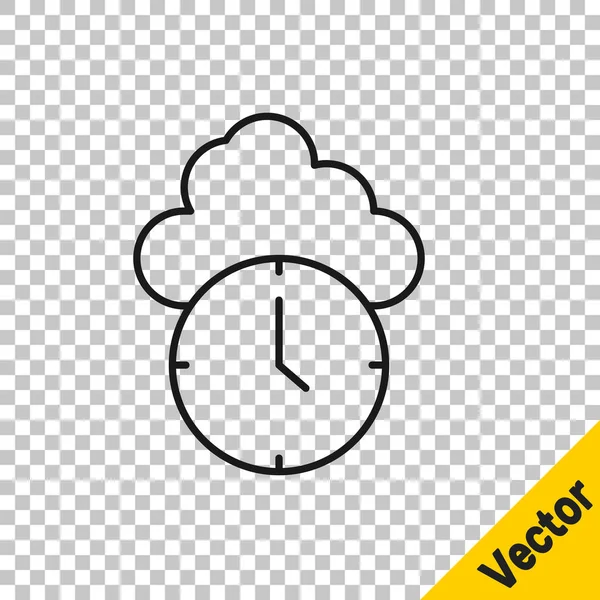 Black Line Clock Icon Isoliert Auf Transparentem Hintergrund Zeitsymbol Vektor — Stockvektor