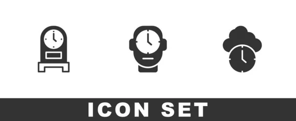 Set Antique Clock Clock Icon Vector — Stock Vector