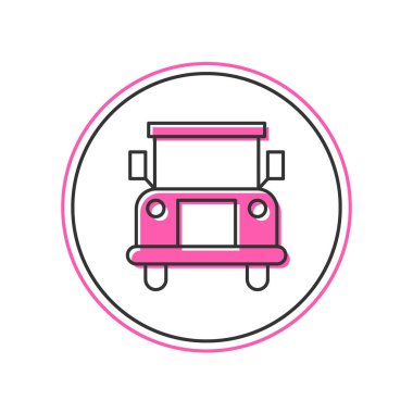 Doldurulmuş okul servisi simgesi beyaz arkaplanda izole edildi. Toplu taşıma sembolü. Vektör