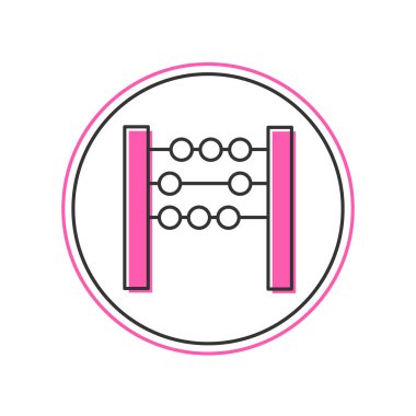 Beyaz arkaplanda izole edilmiş ana hatlı Abaküs simgesi. Geleneksel sayım çerçevesi. Eğitim işareti. Matematik okulu. Vektör