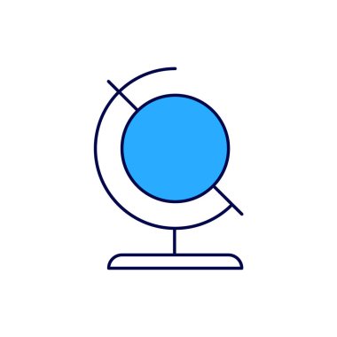 Beyaz arka planda izole edilmiş, ana hatlı Dünya ikonu. Vektör