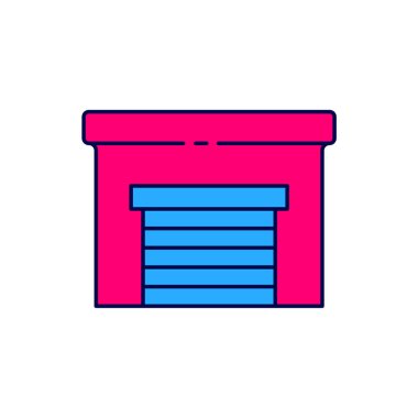 Doldurulmuş garaj simgesi beyaz arkaplanda izole edildi. Vektör