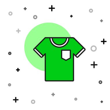 Doldurulmuş ana hatlı tişört simgesi beyaz arkaplanda izole edilmiş. Vektör