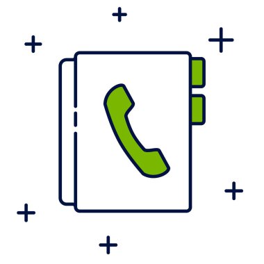 Filled outline Address book icon isolated on white background. Notebook, address, contact, directory, phone, telephone book icon.  Vector