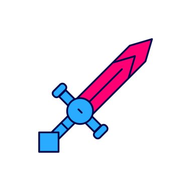 Ortaçağ kılıç simgesi beyaz arka planda izole edildi. Ortaçağ silahı. Vektör