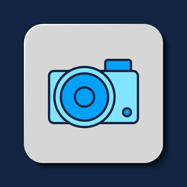 Plan Rempli Icône Caméra Photo Isolée Sur Fond Bleu Icône — Image vectorielle