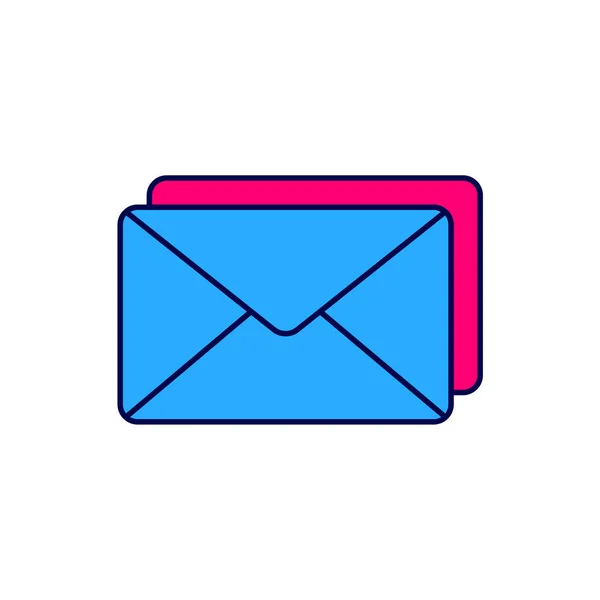 Filled Outline Envelope Icon Isolated White Background Email Message Letter — 图库矢量图片