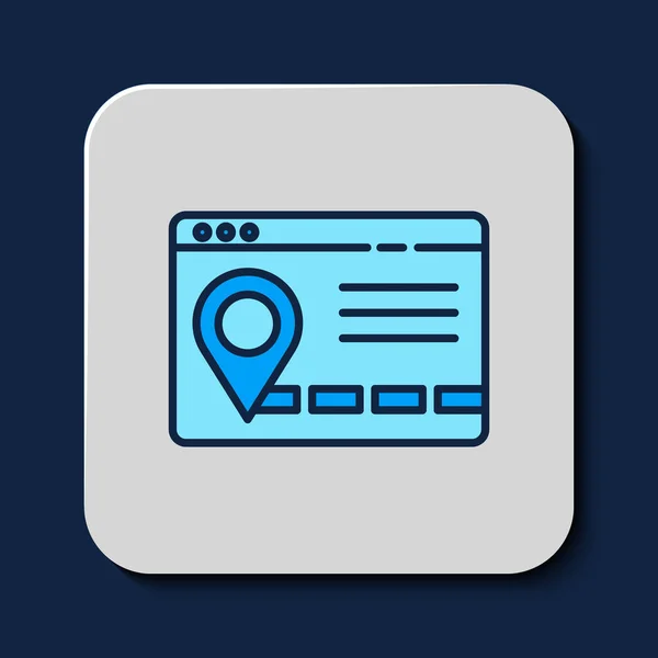 Filled Outline Infographic City Map Navigation Icon Isolated Blue Background — Image vectorielle