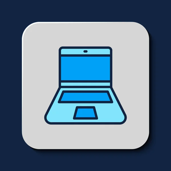 Filled Outline Laptop Icon Isolated Blue Background Computer Notebook Empty — Image vectorielle