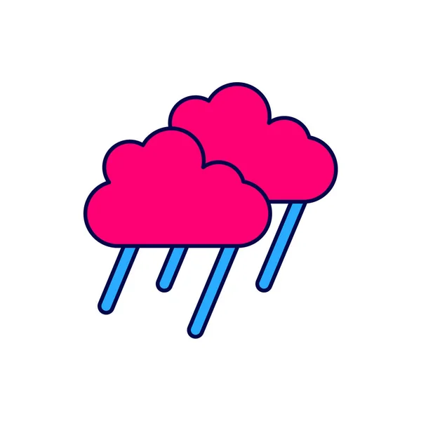 Наповнена Контурна Хмара Піктограмою Дощу Ізольована Білому Тлі Дощ Хмарно — стоковий вектор