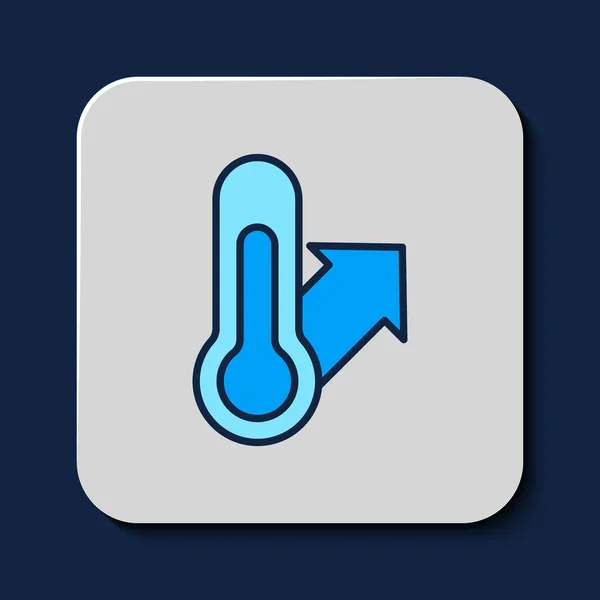 Filled Outline Meteorology Thermometer Measuring Icon Isolated Blue Background Thermometer —  Vetores de Stock