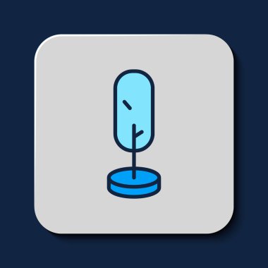 Doldurulmuş ağaç simgesi mavi arkaplanda izole edildi. Orman sembolü. Vektör