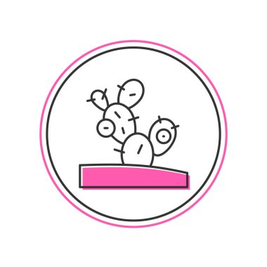 Beyaz arkaplanda izole edilmiş ana hatlı Kaktüs simgesi. Vektör