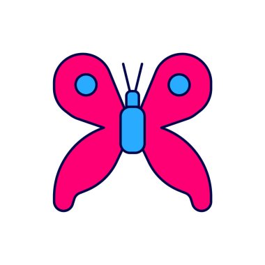 Doldurulmuş Kelebek simgesi beyaz arkaplanda izole edildi. Vektör