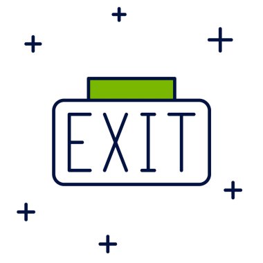 Filled outline Exit icon isolated on white background. Fire emergency icon.  Vector