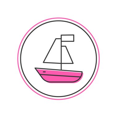 Doldurulmuş oyuncak tekne simgesi beyaz arkaplanda izole edildi. Vektör