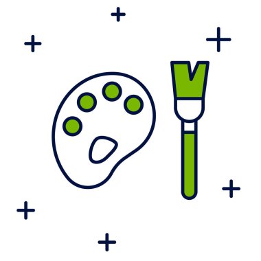 Beyaz arkaplanda izole edilmiş palet simgesiyle boyanmış taslak fırça. Vektör