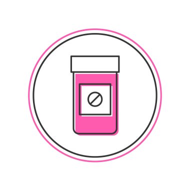 Doldurulmuş spor doping, beyaz arka planda izole edilmiş anabolik uyuşturucu ikonu. Anabolik steroid tableti. Haplar kavanozda. Vektör.